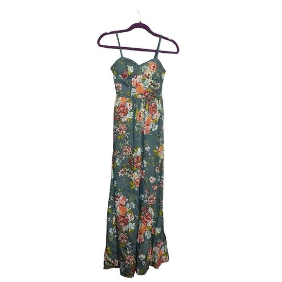 Land of the free green Floral maxi dress xs - Picture 1 of 3